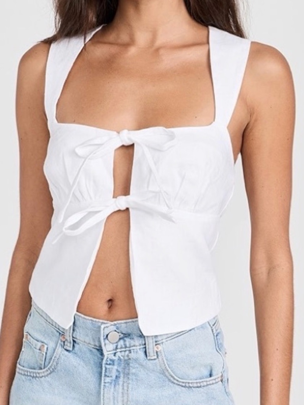 Reformation White Tie-Front Sleeveless Top